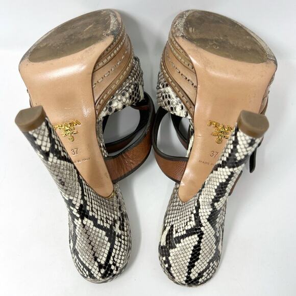 Prada Spring 2009 Python Snakeskin Platform Sandals Size 37 - Picture 8 of 10